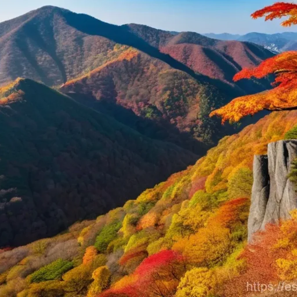 광주 무등산 등산코스 - **Prompt 1: Golden Autumn at Mudeungsan's Volcanic Columns**
A breathtaking panoramic view of Mu...
