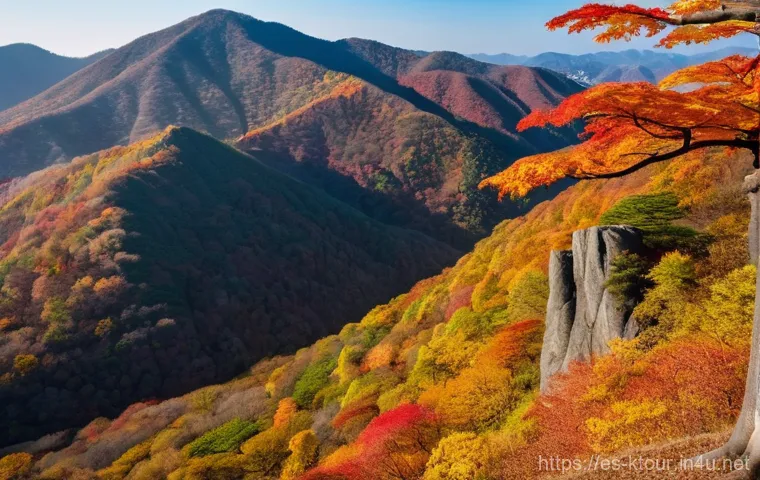 광주 무등산 등산코스 - **Prompt 1: Golden Autumn at Mudeungsan's Volcanic Columns**
A breathtaking panoramic view of Mu...