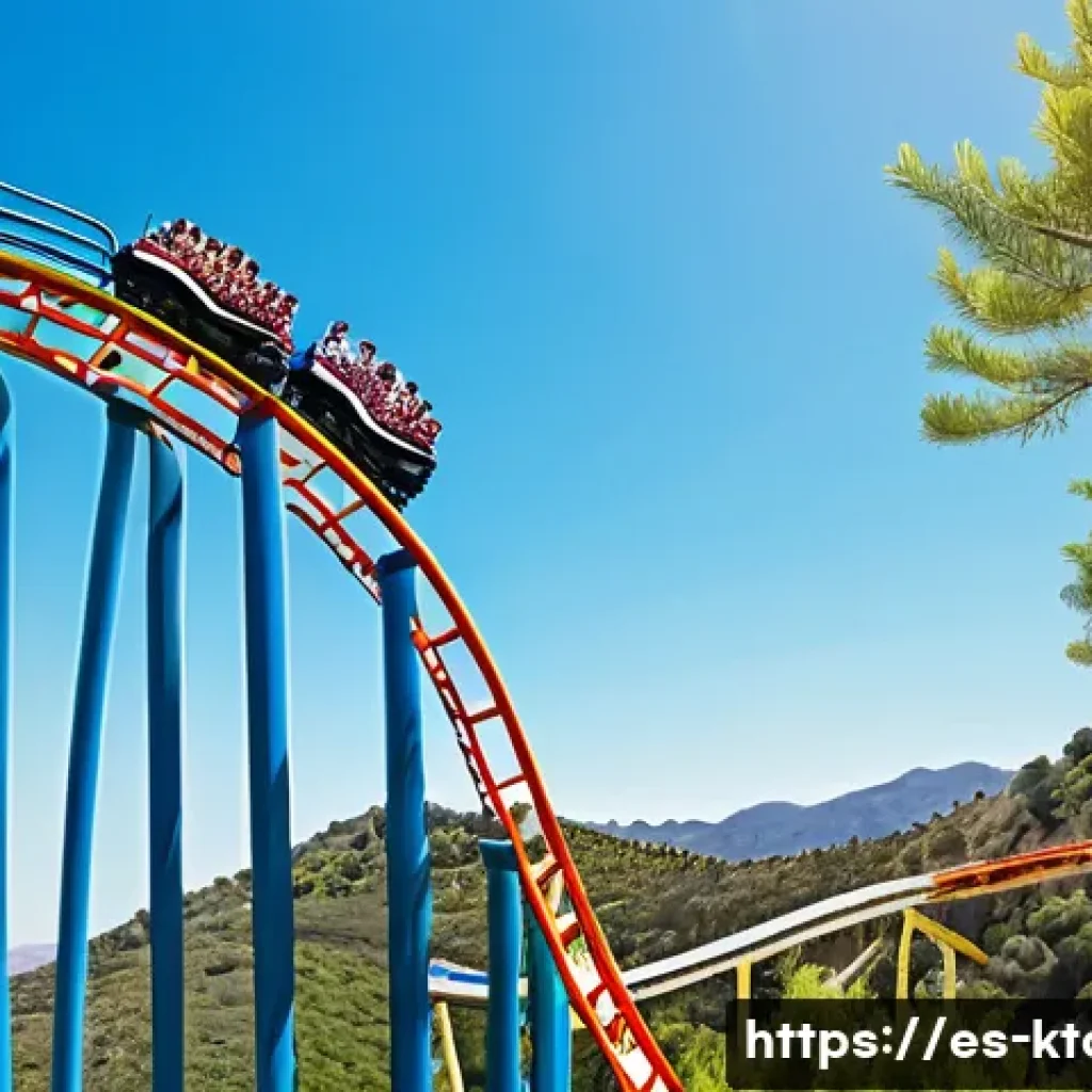 대구 이월드 놀이공원 - A thrilling roller coaster ride at a vibrant amusement park in Spain during springtime, featuring a ...