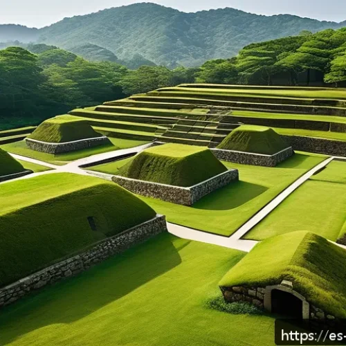 Home 17 부여 백제문화유산 - A majestic ancient royal tomb complex nestled in a lush green landscape, featuring large earth-cover...